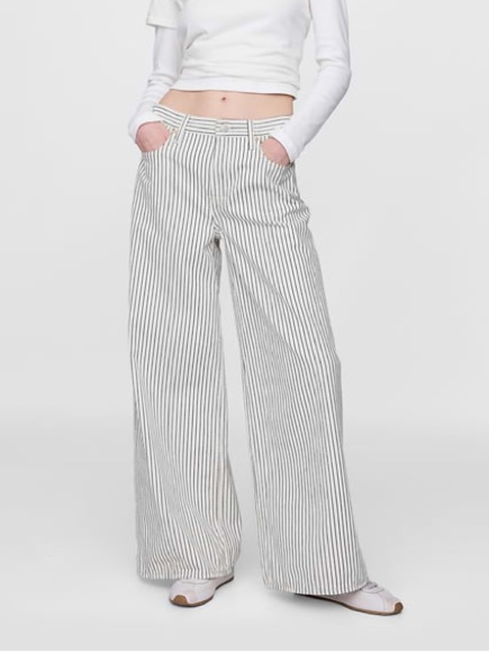 GAP Baggy Mid Rise Striped Jeans